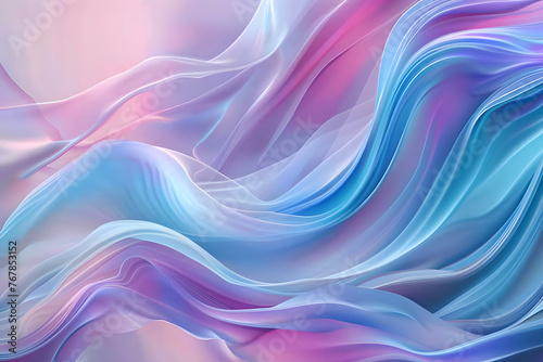 3D background in the form of abstract matte waves of various colors, abstract illustration in light delicate colors