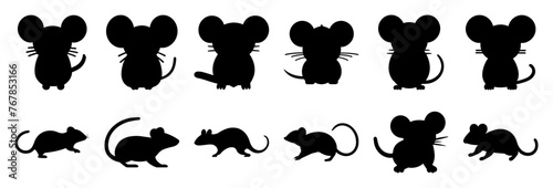 Mouse rat silhouette set vector design big pack of illustration and icon photo