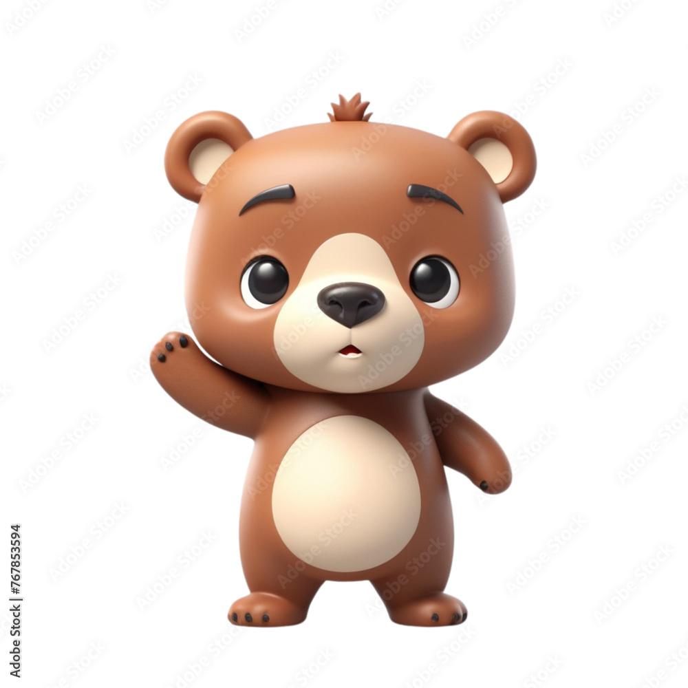 3d rendering of cartoon bear on Isolated transparent background png. generated with AI 3d rendering of cartoon bear on Isolated transparent background png. generated with AI