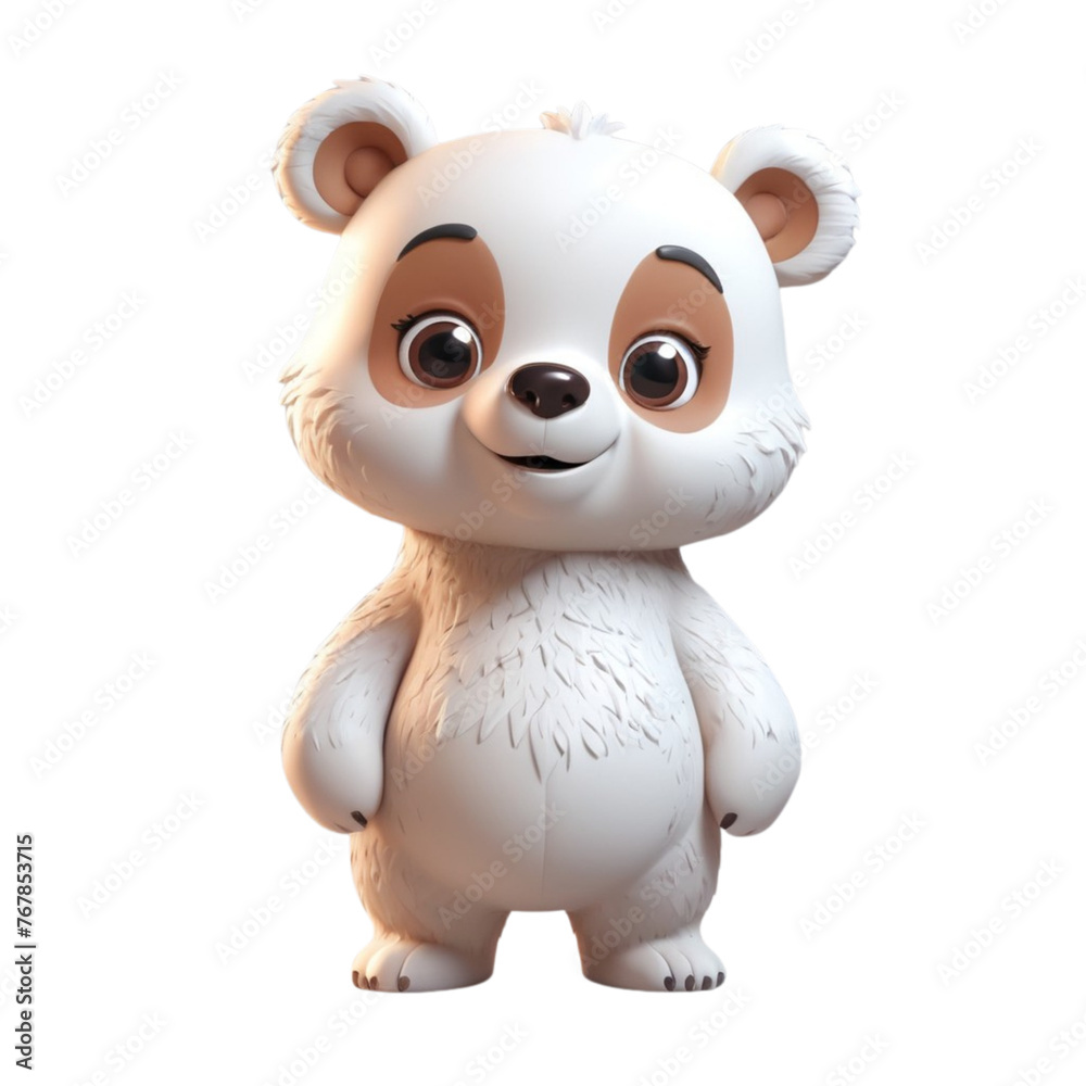 Fototapeta premium 3d rendering of cartoon bear on Isolated transparent background png. generated with AI
