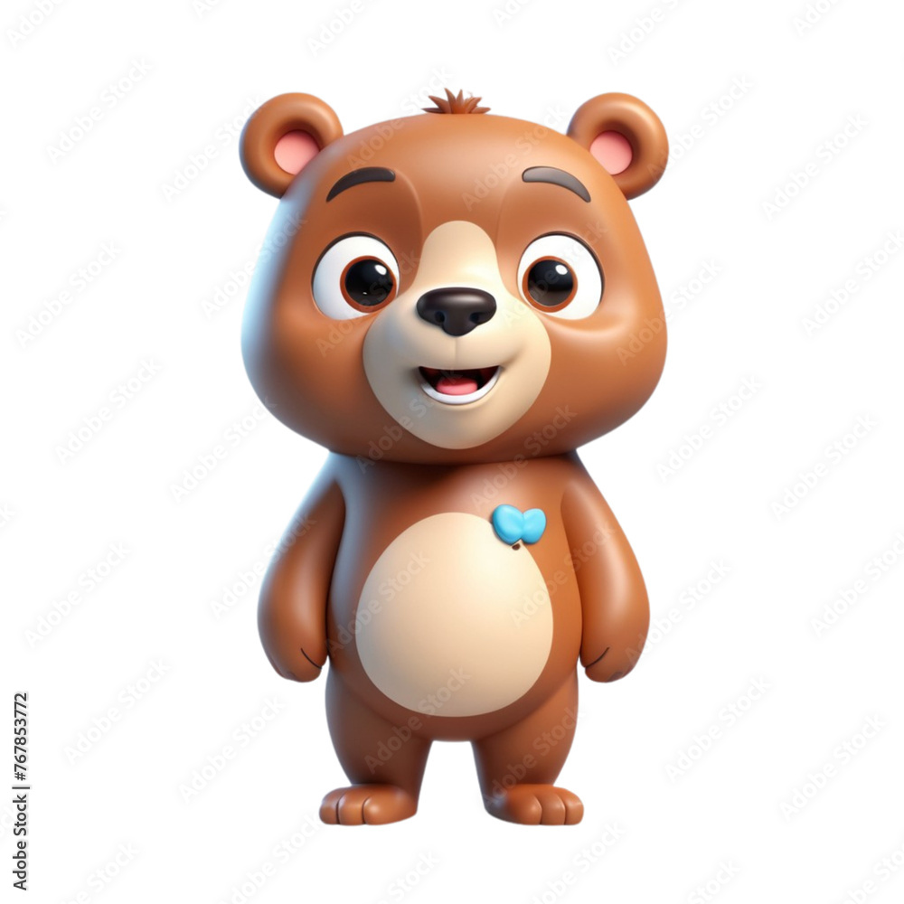 3d rendering of cartoon bear on Isolated transparent background png. generated with AI 3d rendering of cartoon bear on Isolated transparent background png. generated with AI