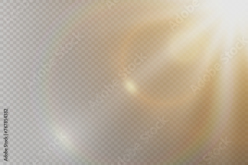 Special lens flash, lighting effect. The flare flashes with rays of light. On a transparent background.