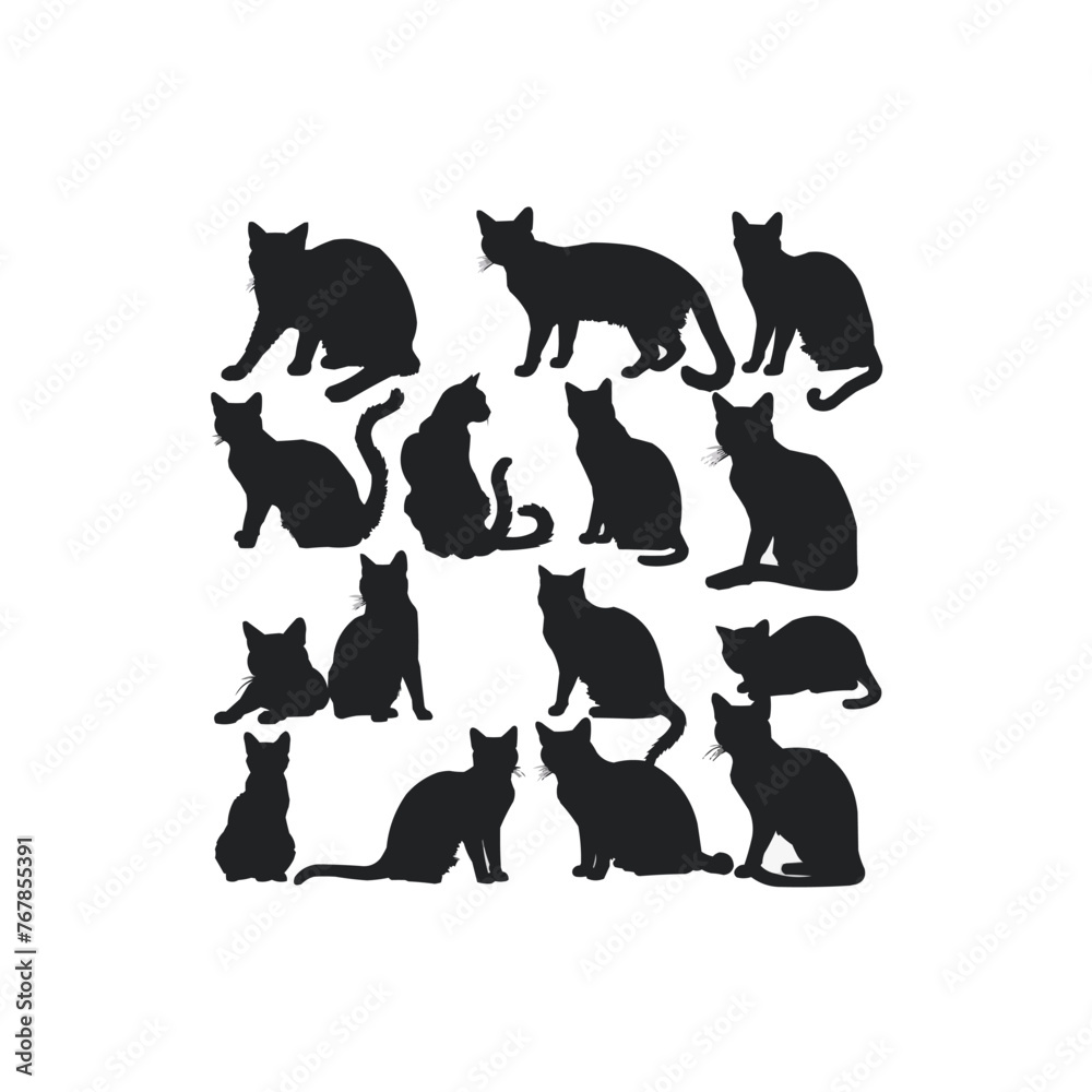 Cat | Minimalist and Simple Line White background - Vector illustration