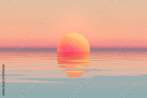 A surreal sunset over a calm sea, with smooth gradients and a peaceful ambiance, perfect for backgrounds and serene themes © Rade Kolbas
