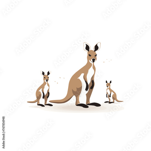 Kangaroo | Minimalist and Simple set of 3 Line White background