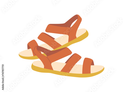 Pair of comfortable sandals. Comfortable summer shoes. Vector illustration in flat style