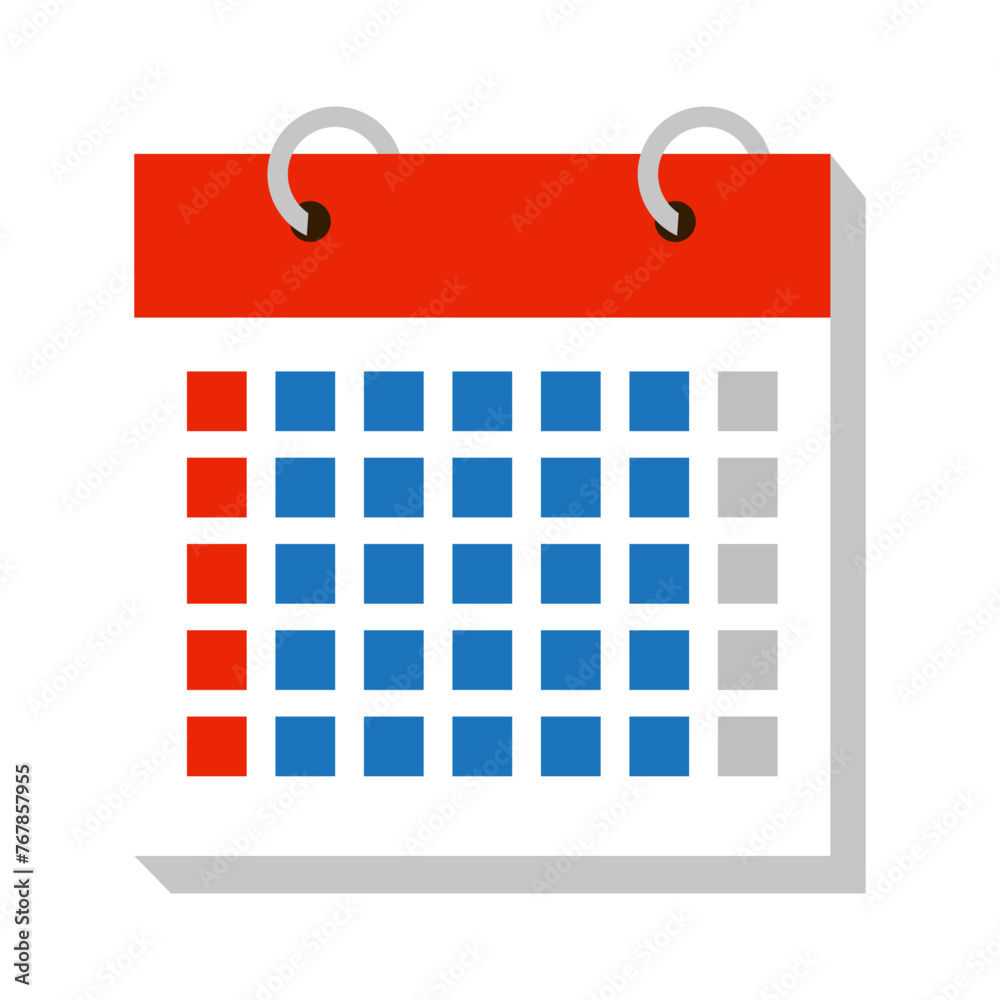 Red Blue Colored Spiral Binding Desk Calendar Icon Red Blue Colored Spiral Binding Desk Calendar Icon