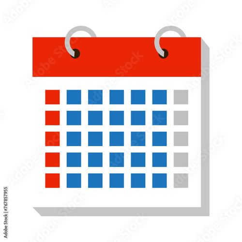 Red Blue Colored Spiral Binding Desk Calendar Icon