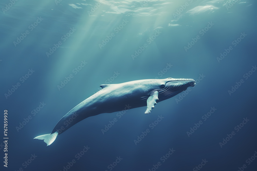 Fototapeta premium Blue whale in ocean
