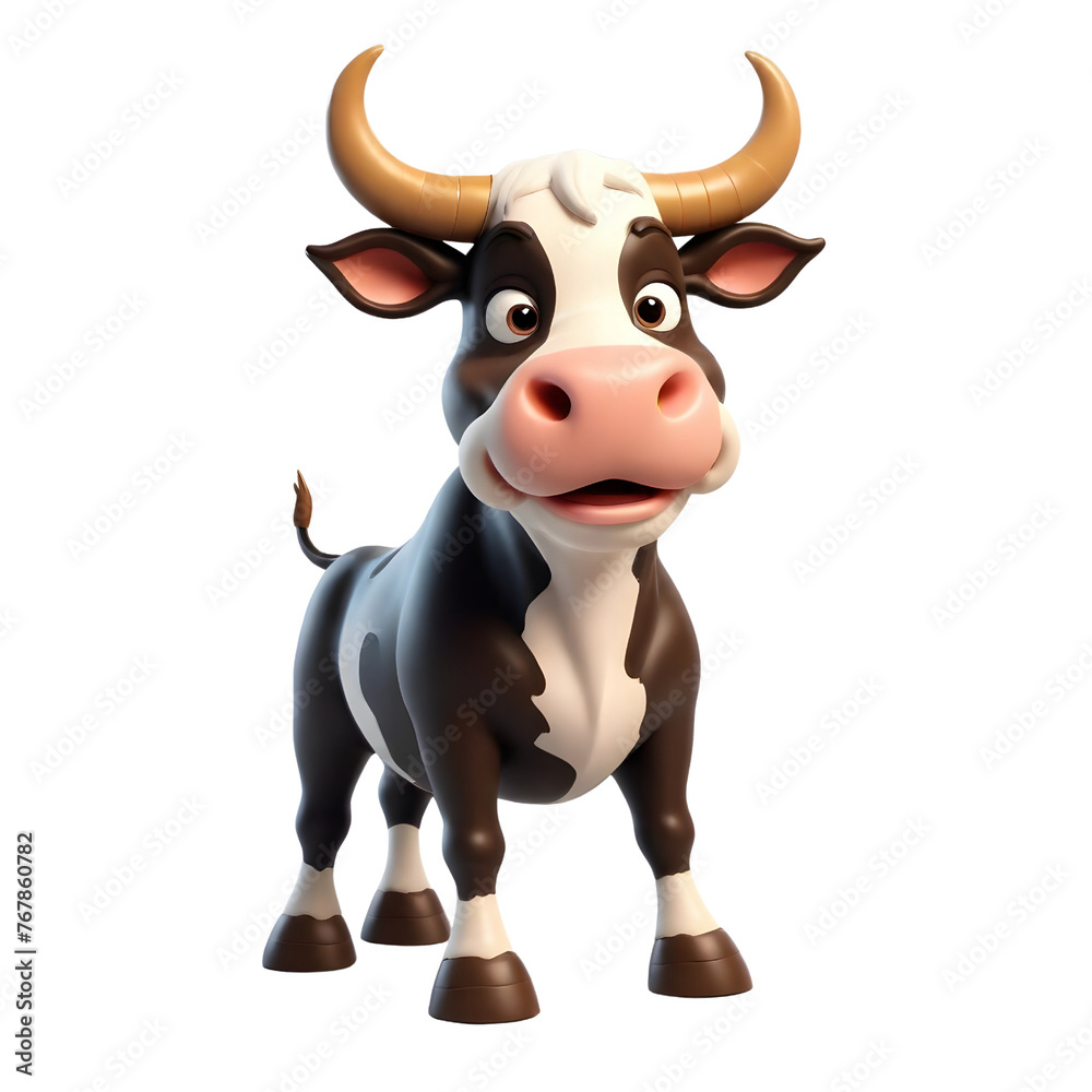 3d rendering of cartoon cow set on Isolated transparent background png. generated with AI 3d rendering of cartoon cow set on Isolated transparent background png. generated with AI