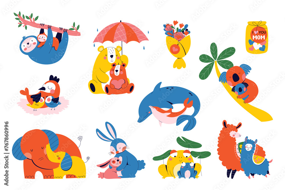 Fototapeta premium Mothers day characters in hand drawn style