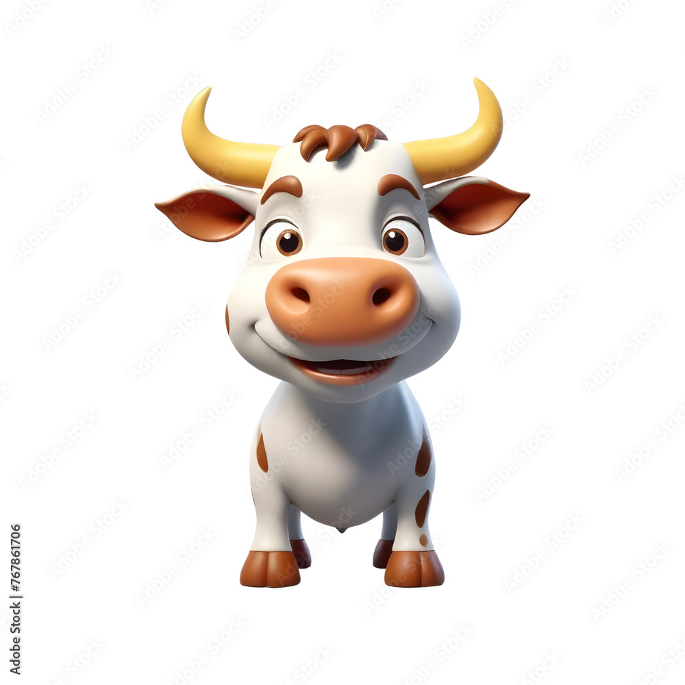 3d rendering of cartoon cow set on Isolated transparent background png. generated with AI 3d rendering of cartoon cow set on Isolated transparent background png. generated with AI