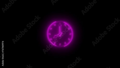 Wallpaper Mural Neon glowing pink color eight o'clock icon animation black background Torontodigital.ca