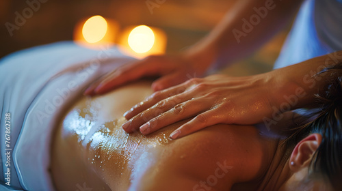 Female back massage, generative ai
