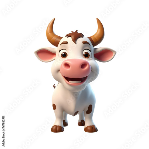 Wallpaper Mural 3d rendering of cartoon cow set on Isolated transparent background png. generated with AI Torontodigital.ca