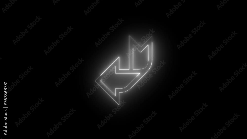 Neon glowing white color arrow direction left icon animation black background Neon glowing white color arrow direction left icon animation black background