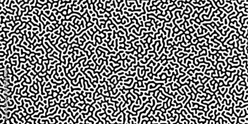 Abstract truing organic wallpaper Turing reaction diffusion monochrome seamless pattern with chaotic motion. Generative algorithm psychedelic background. Reaction-diffusion or truing pattern forma