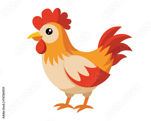 Chicken bird isolated flat vector illustration on white background