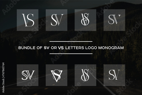 Set Of SV, VS, S, V, Abstract Letters Logo monogram