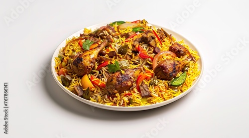 "A Realistic Photograph of an Arabic Biryani"

