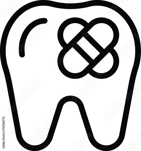 Repaired tooth icon outline vector. Stomatology remedy. Teeth restorative procedure