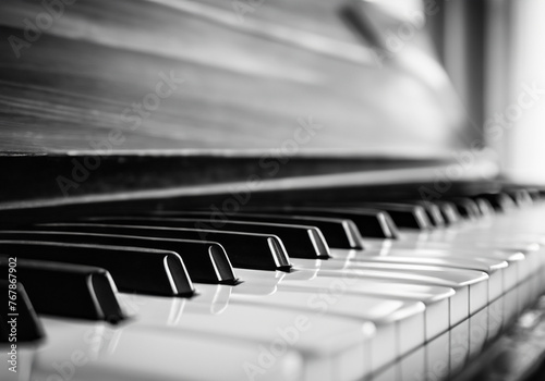 Close up black and white piano keys photo
