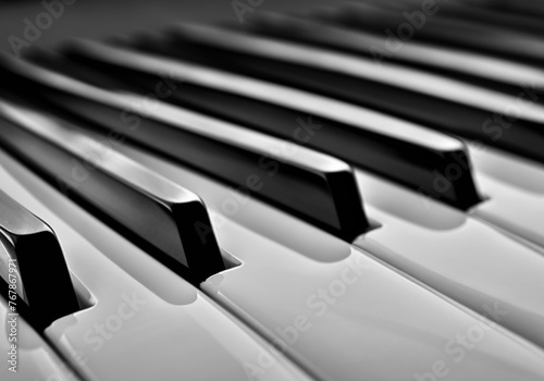 Close up black and white piano keys photo