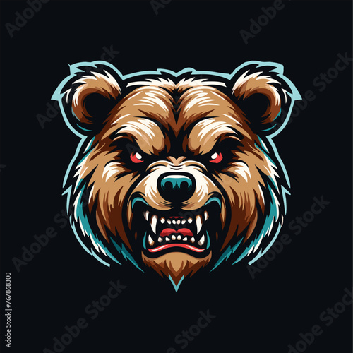 illustration of angry bear flat art vector design for tshirt