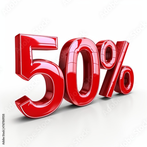 Red glossy 50 percent off discount sign