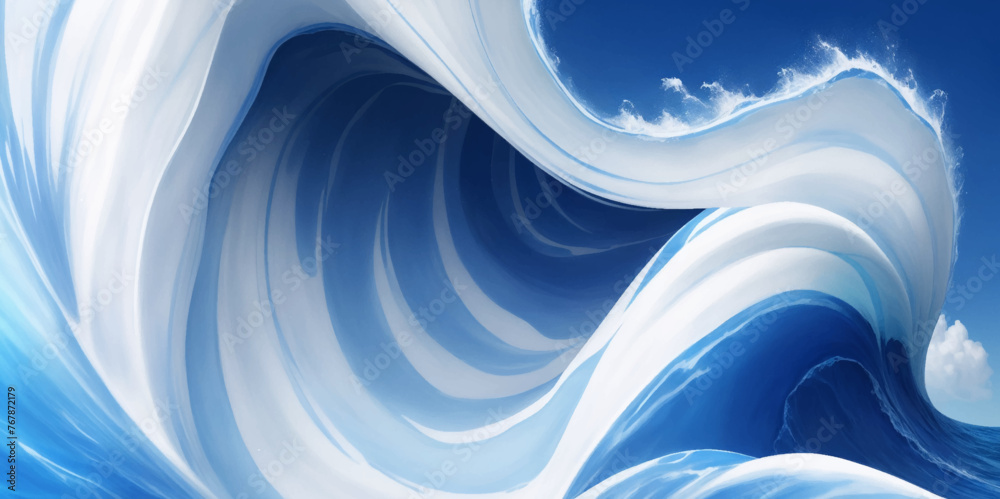 Abstract vector ocean wave soft blue and white background. Water ocean ...