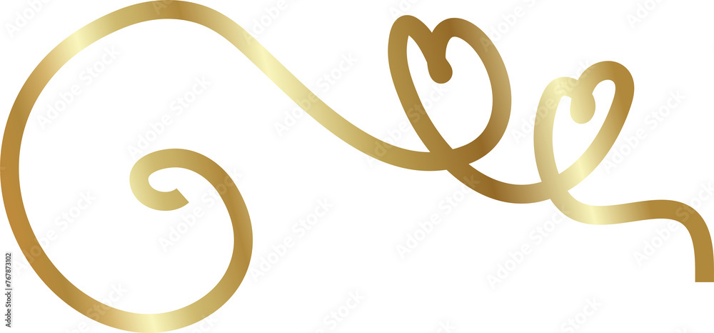 Continuous line gold drawing heart sign, love, romantic Continuous line gold drawing heart sign, love, romantic