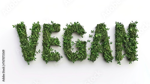 word vegan written in grass and leaves