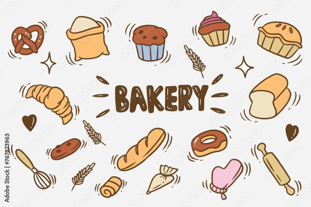 sets of bakery good for design