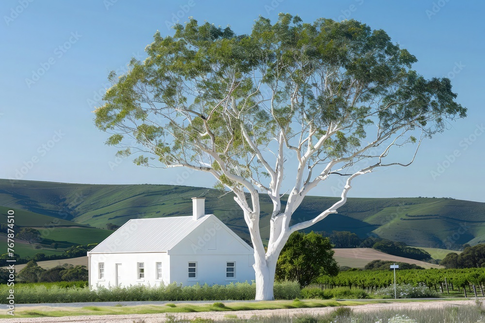 green tree with luxury white house green tree with luxury white house