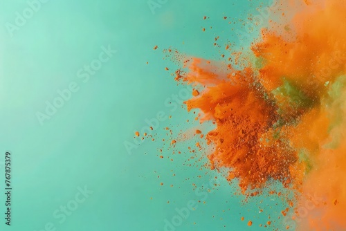 Dynamic Orange Powder Splash Setting the Stage for Your Message