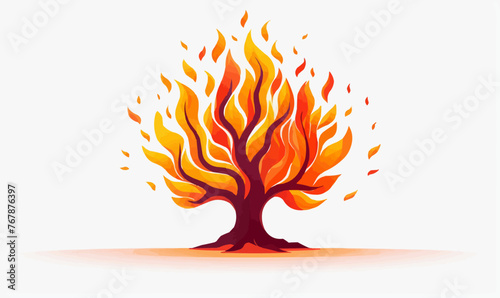 tree on fire vector flat minimalistic isolated illustration