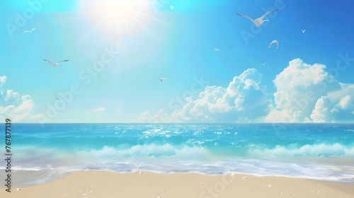 beautiful summer background scene, concept of vacation period, high temperatures, travel and family leisure