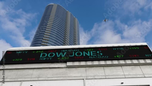 DOW JONES written on Stock Market Board photo