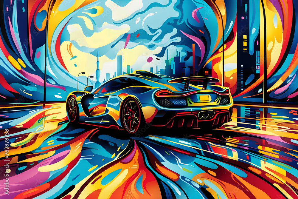 abstract illustration of a racing car