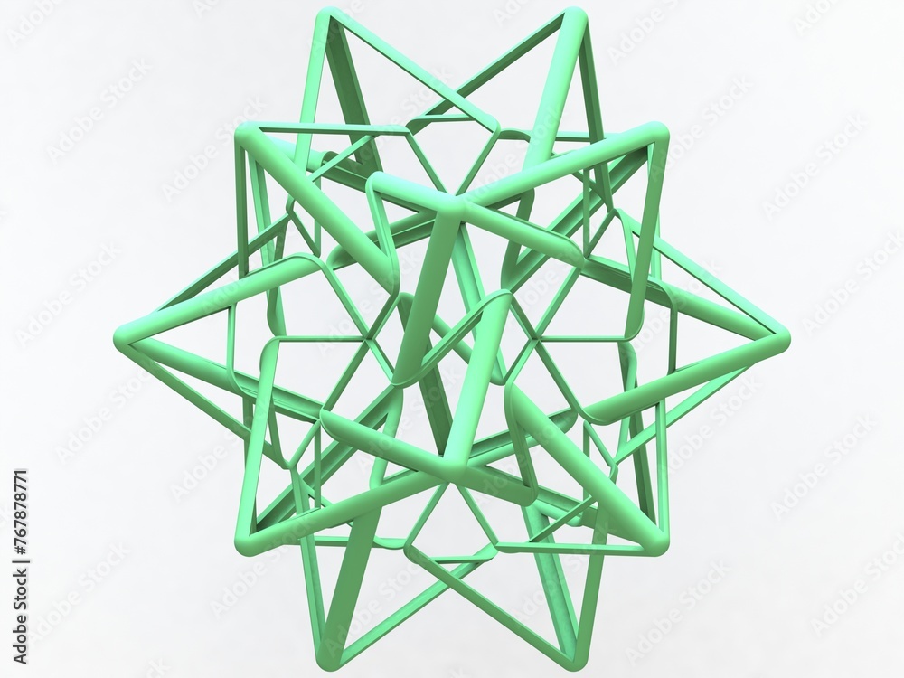 Fotografie Wireframe Shape Compound of Five Tetrahedra 3D print model