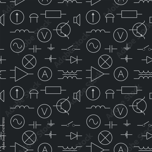 Vector illustration seamless pattern with electric elements