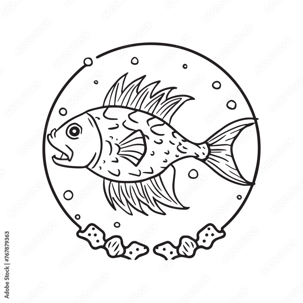 Obraz premium Fish coloring pages. Fishes outline vector for coloring book