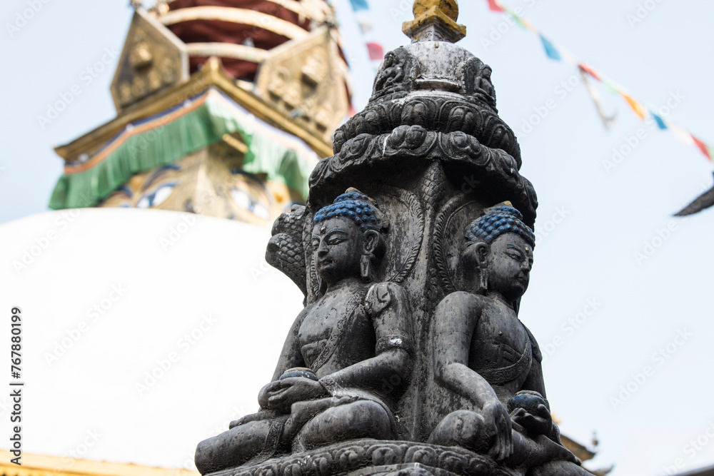 Obraz premium Kathmandu, Nepal- April 20,2023 : Buddhist temple architecture.