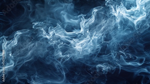 A close up of a blue and white smoke pattern  AI