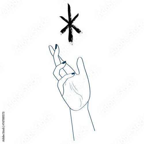
Ior Rune. Hand Drawn Wax Chalk Texture, Mystical, Esoteric, Occult, Magic Glyphs with Hand
