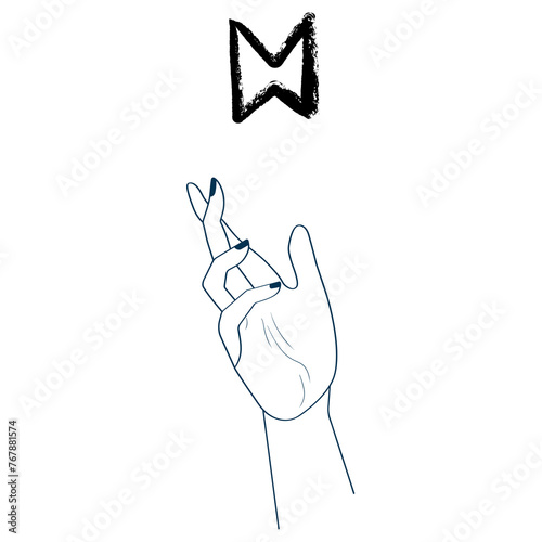 
Stan Rune. Hand Drawn Wax Chalk Texture, Mystical, Esoteric, Occult, Magic Glyphs with Hand
