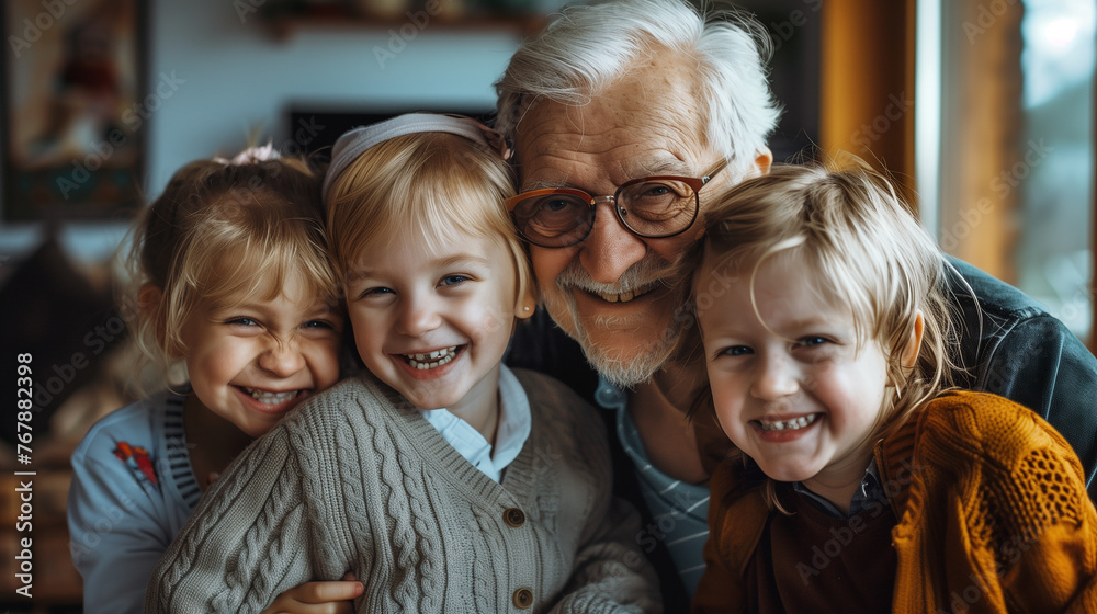 grandfather with grandchildren grandfather with grandchildren