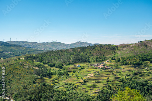 Viewpoint of the Terraces overlooking the Agricultural terraces Sistelo, Portugal.