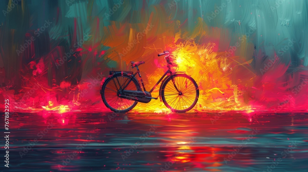 Fototapeta premium Sport image burning bicycle.