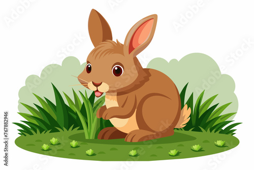 give-the-vector-of-a-rabbit-eating-green-grass. © mk graphics
